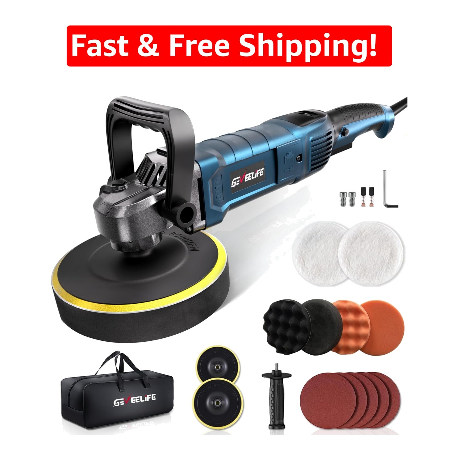 Lightweight & Ergonomic 6/7 Inch Buffer Polisher – 1600W with Safety Features