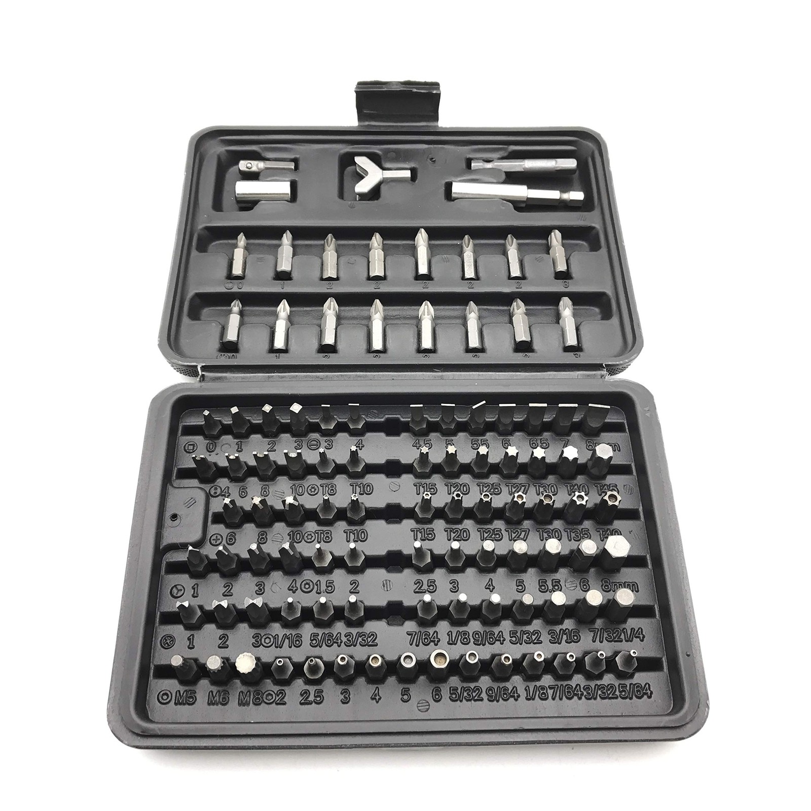 HTTMT 100 – Pcs 1/4 Torx Hex Torq Security Bit Set 100 Piece set, Black