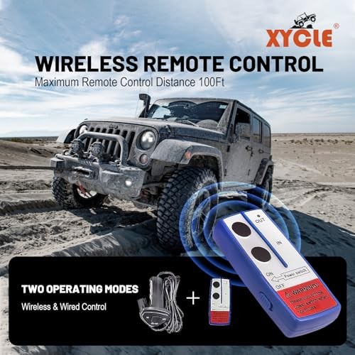 Winch13500lbs 12V Waterproof Electric Winch Synthetic Rope Truck Winch Black