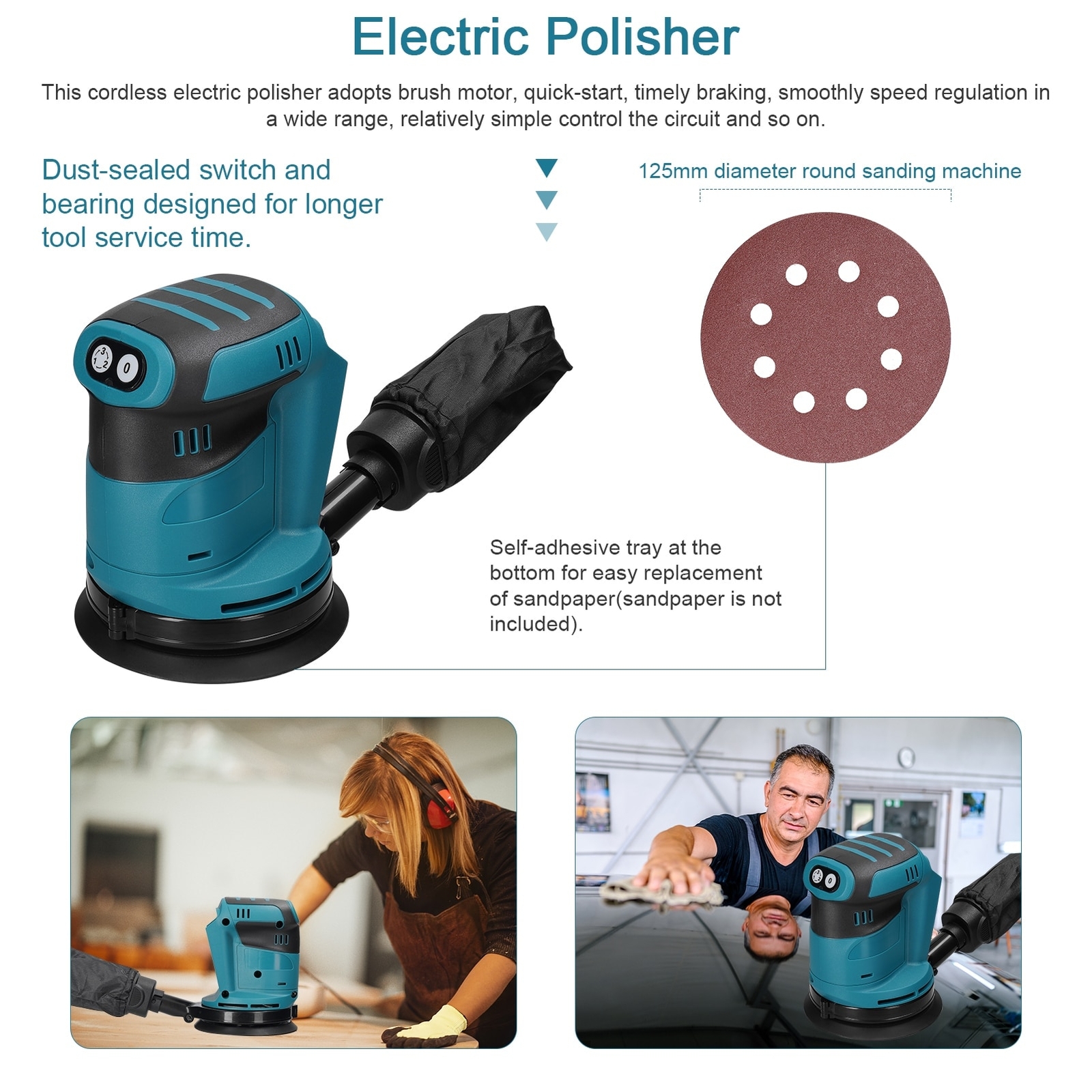 Electric Sander Wood Grinder Polishing Electric Grinding For Makita 18V Battery