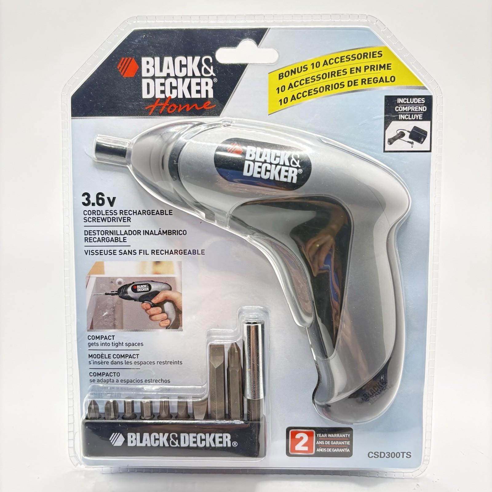 Black & Decker CSD300TS Cordless Rechargeable Screwdriver Black/Gray NEW