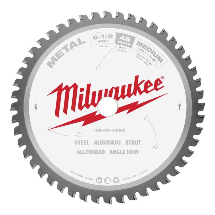 Milwaukee 6-1/2in x 48T Metal Cutting Circular Saw Blade with 5/8in Arbor Size