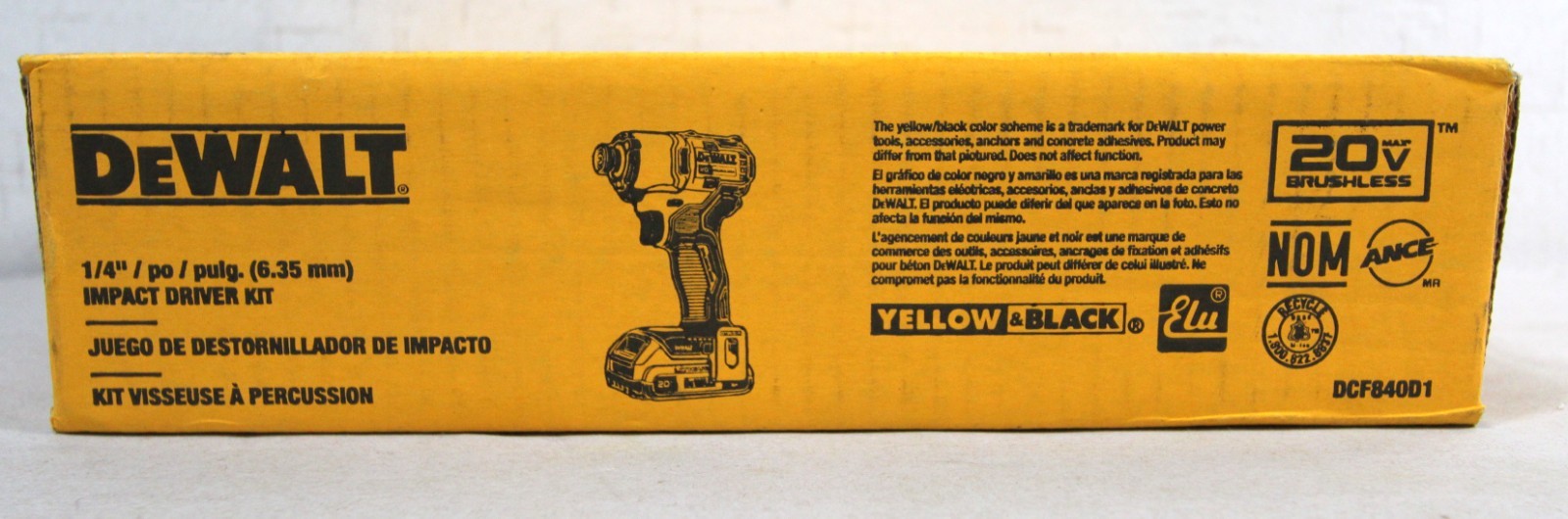 Dewalt DCF840D1 20V Cordless 1/4&Prime; Brushless Impact Driver 20 Volt MAX Lithium