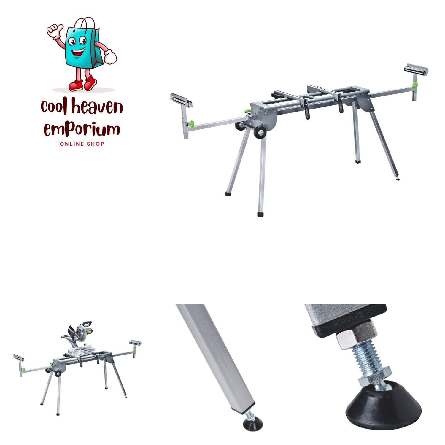 Universal Heavy-Duty Folding Miter Saw Stand with Quick-Release Mounting Brac…