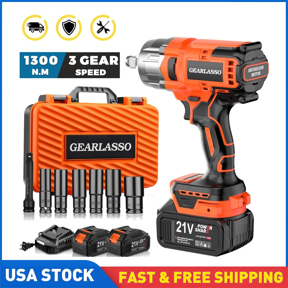Electric Impact Wrench Brushless Handheld Screwdriver Electric Gun Power Tool
