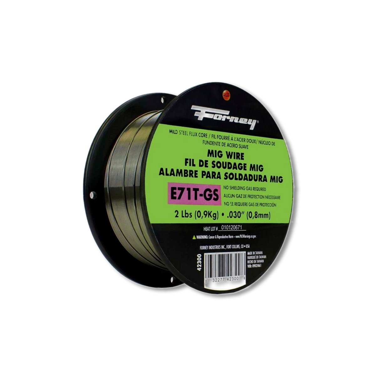 FORNEY Flux Cored Wire E71T-GS .03in Mild Steel 2lb 79000psi 42300