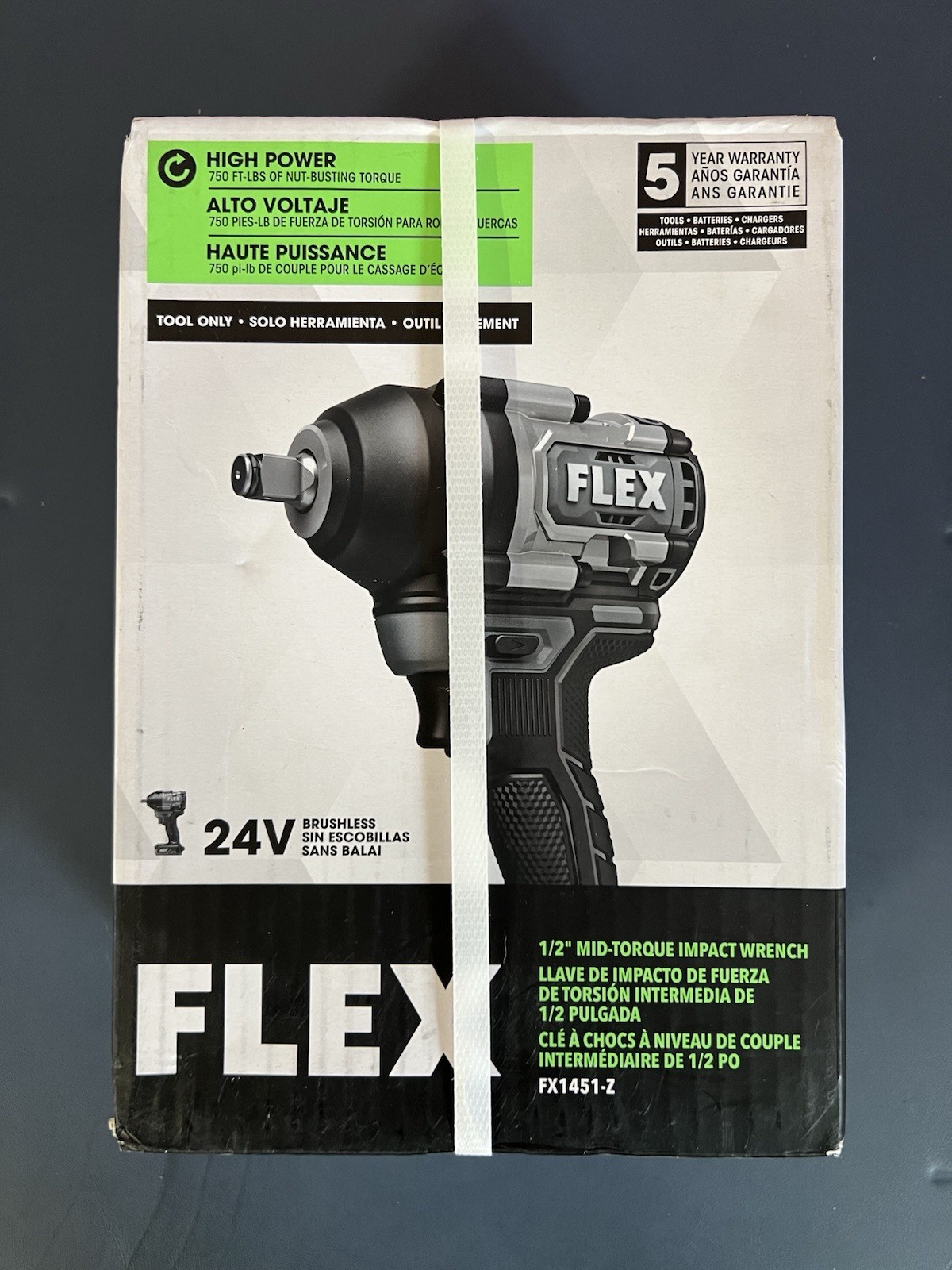 FLEX FX1451-Z 24V Brushless 1/2 Mid-Torque Impact Wrench750 ft-lbNEW( Tool Only)