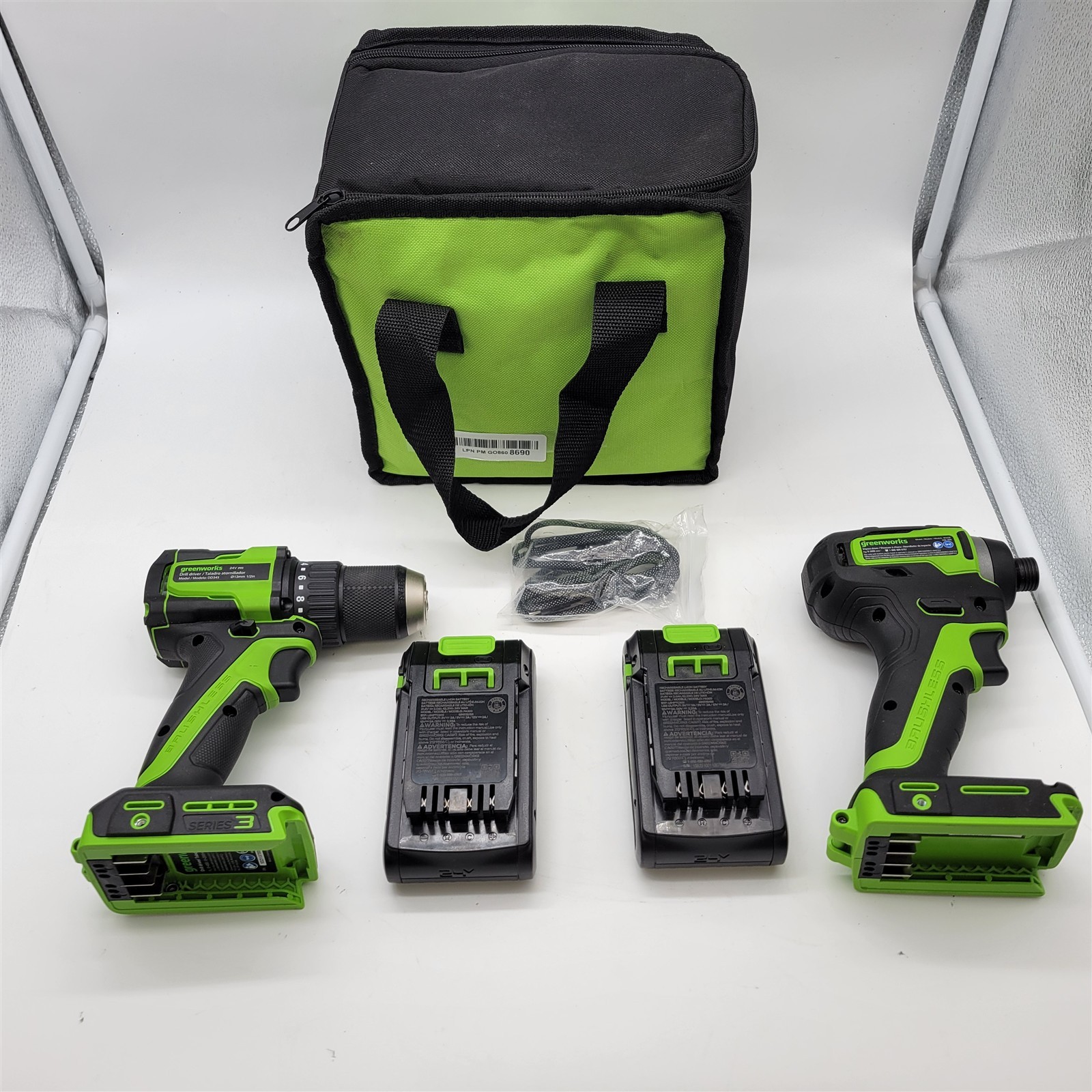 Greenworks 24V Cordless Brushless 400 in-lbs Drill/Driver+1950 in-lbs Impact