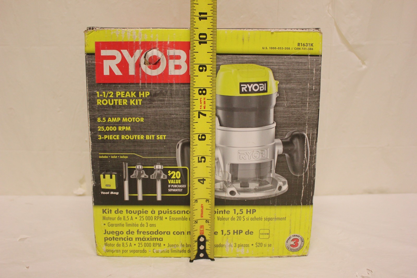 Ryobi R1631K 8.5Amp 1-1/2 Peak HP Fixed Base Router W/ Tool Bag – BRAND NEW C2
