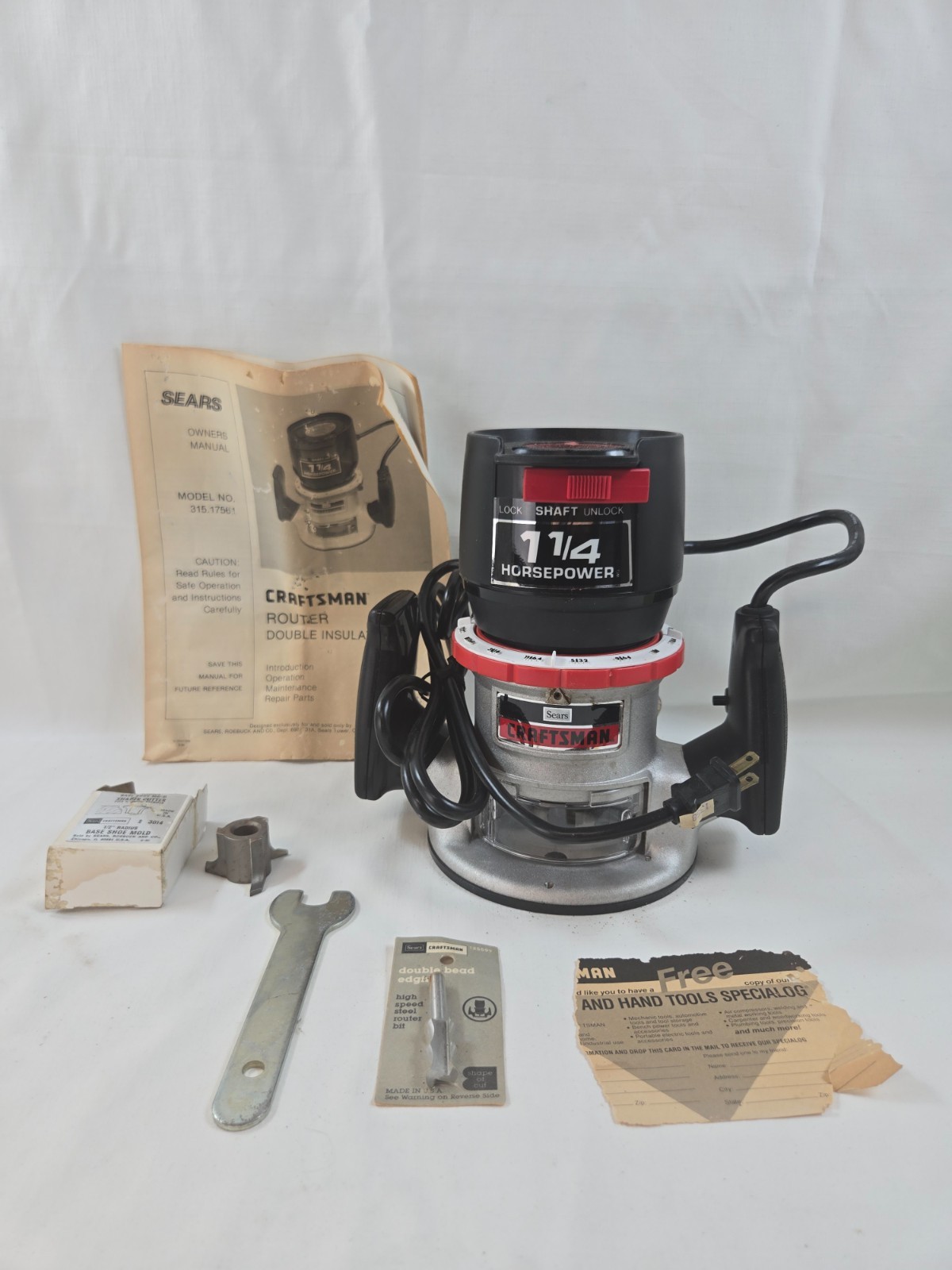Vintage Craftsman 1 1/4 HP Double Insulated Router Model 315.17561 with Manual &