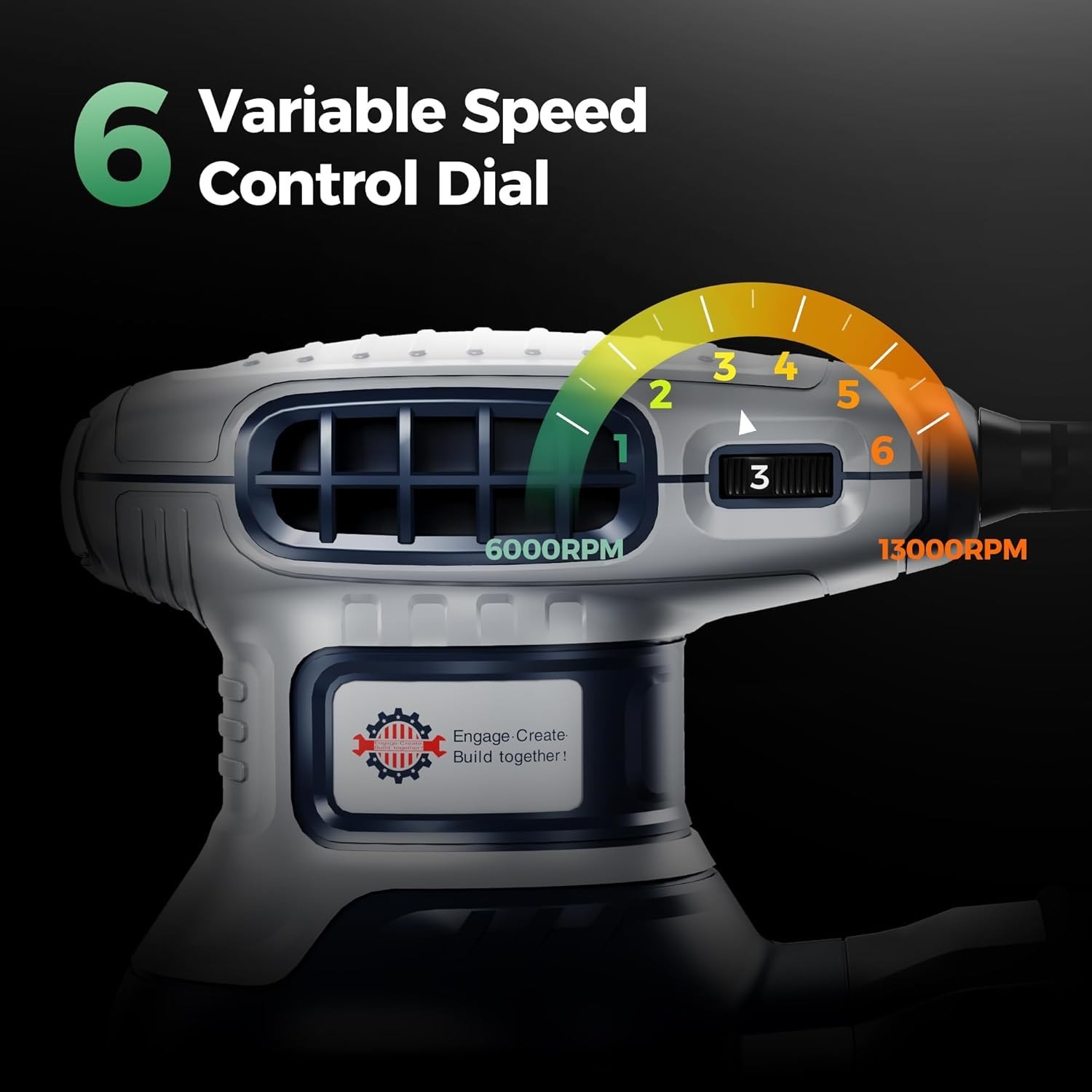 5-in Random Orbital Sander W/ Brake 3.0AMP Electric Palm Sander 6 Variable Speed