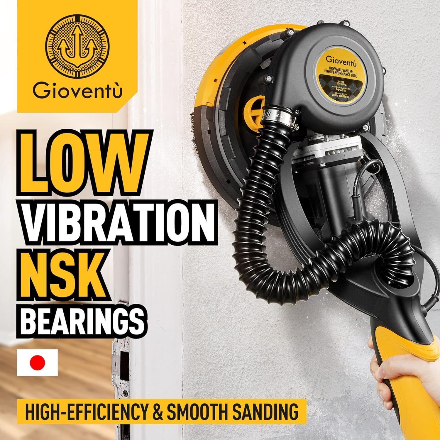 Drywall Sander With Vacuum Electric Popcorn Ceiling Sander Speed 900-1800Rpm