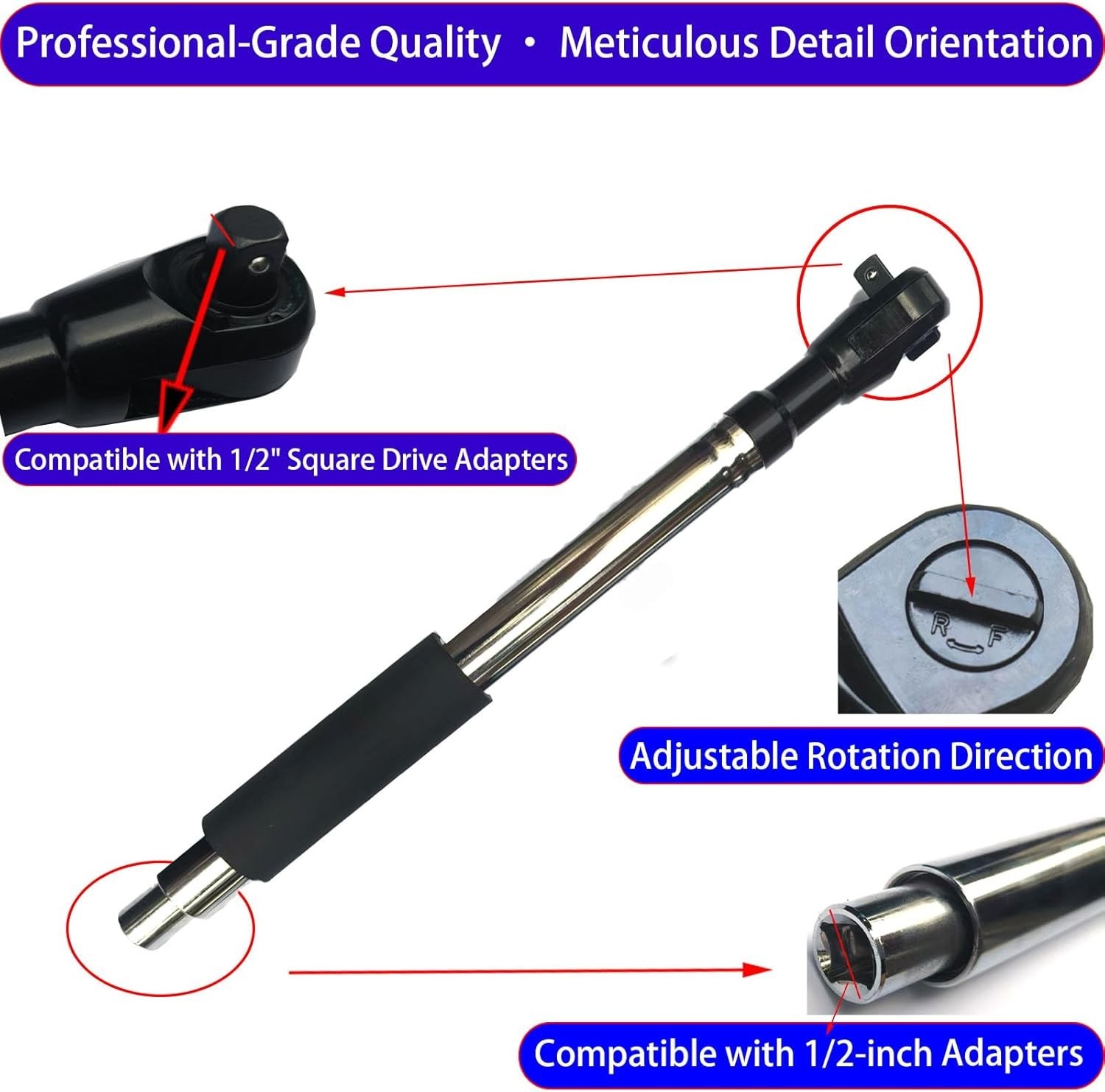 Offset Wrench Extender – 1/2&Prime; Drive Impact Wrench Adapter, Heavy-Duty Ratchet Ex