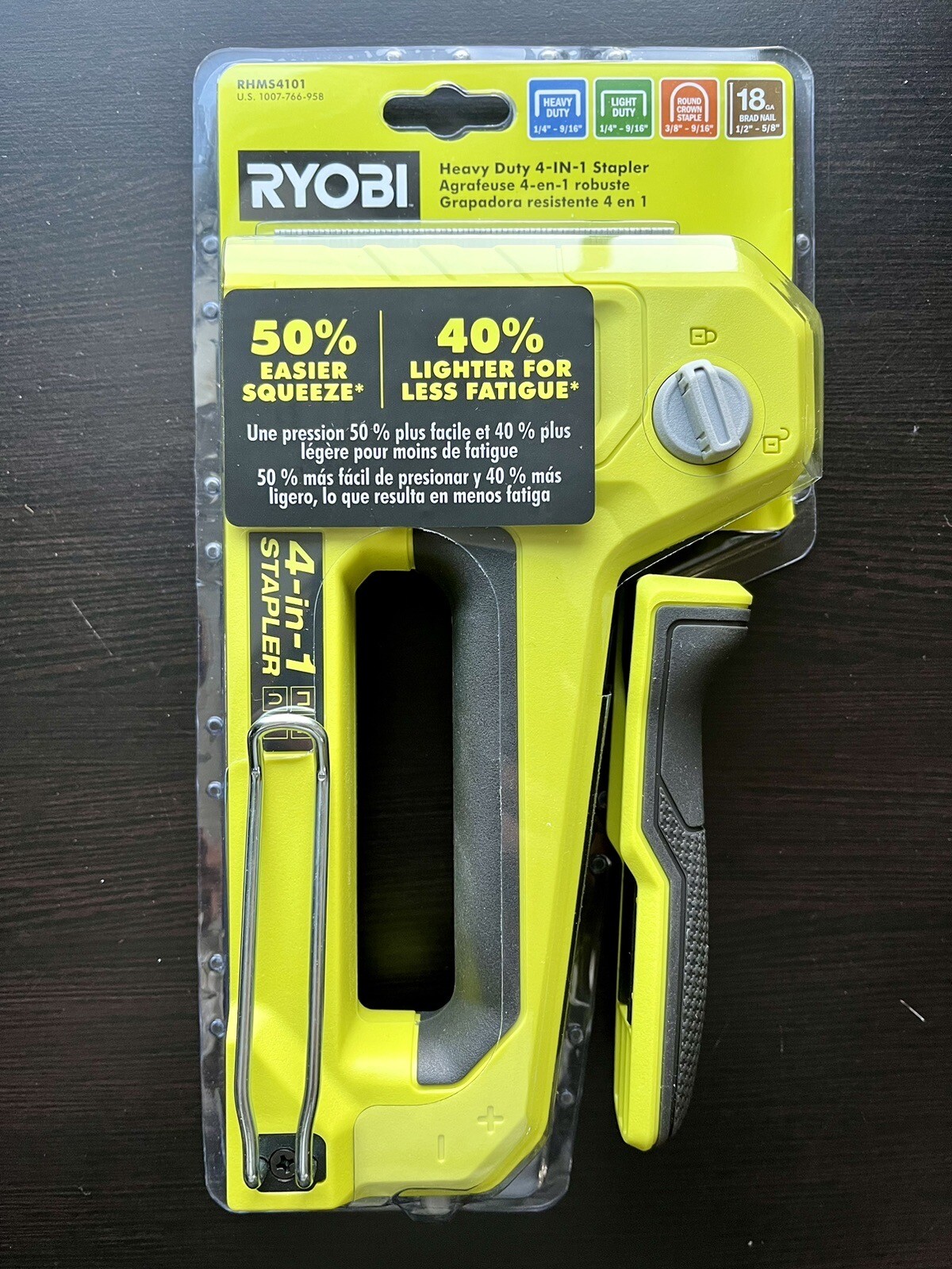 NEW! RYOBI HEAVY DUTY 4-IN-1 LIGHTWEIGHT EASY-SQUEEZE STAPLE GUN RHMS4101