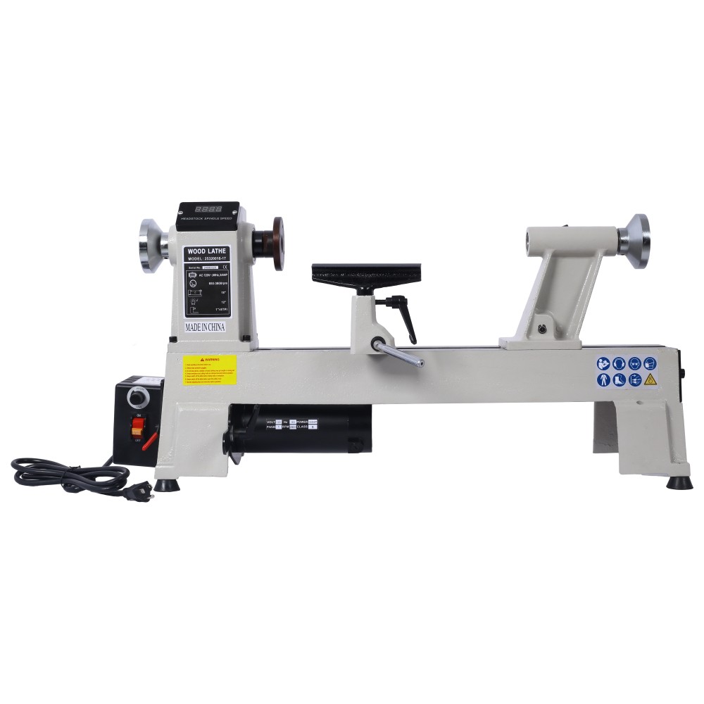 12&Prime; x 18&Prime; Variable Speed Wood Lathe Digital Display 650-3800 RPM Turning Machine