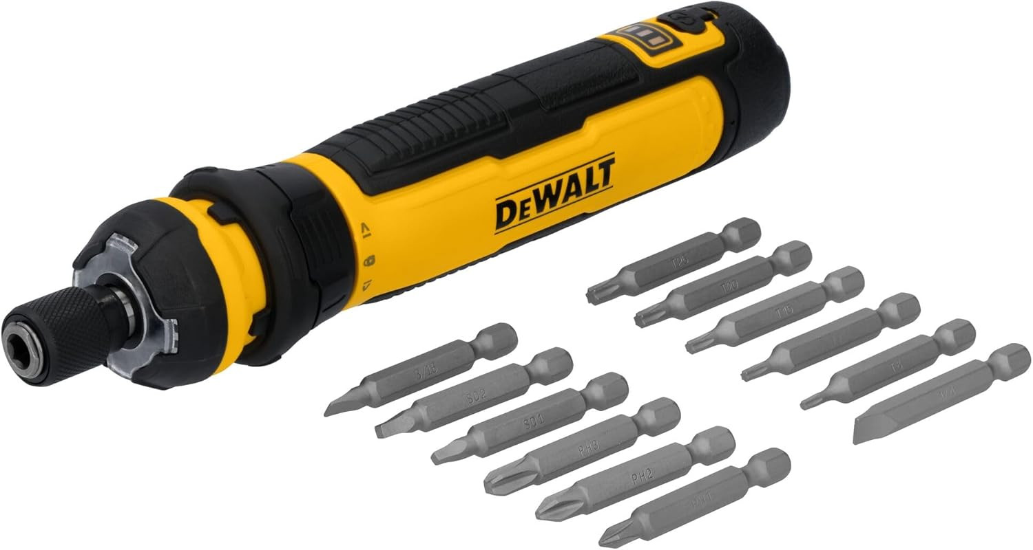 DEWALT Cordless Screwdriver, 4V USB Rechargeable Electric Screwdriver with 12 Pc