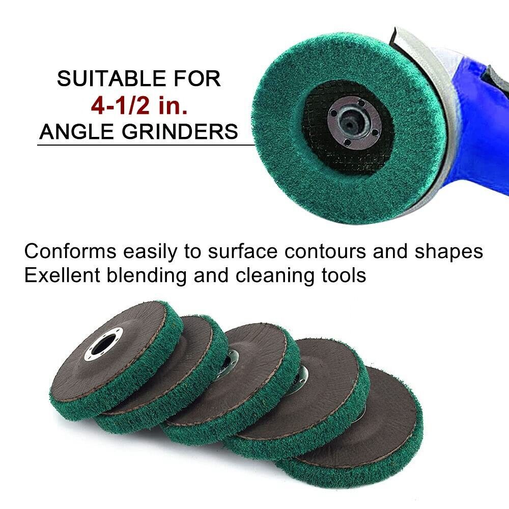 4-1/2&Prime; 115mm Green Nylon Fiber Polishing Wheel Type 27 for Die Grinder 180 Grit