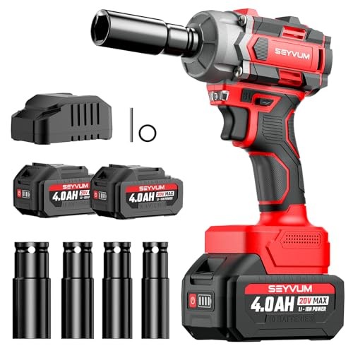 Cordless Impact Wrench, 1/2” Max Torque 440 Ft-lbs / Power Impact Gun, 600 N.m