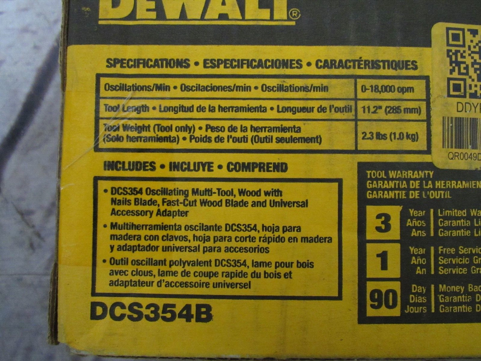 Dewalt 20V max oscillating multi tool DCS354B