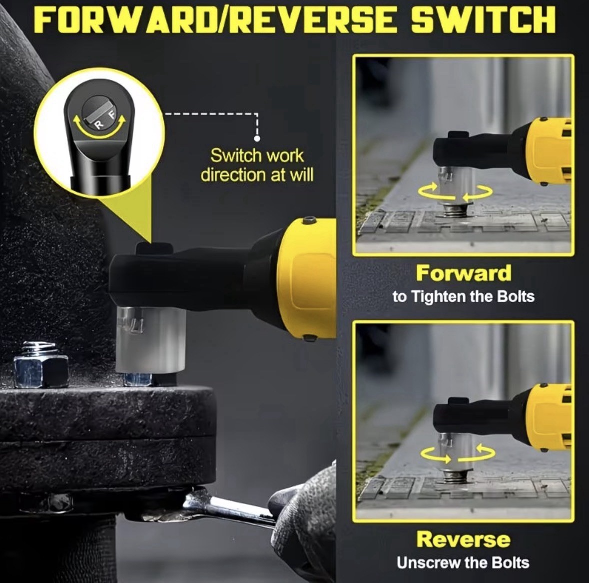 45 Foot Pound 21V Ratchet Wrench Set, 3/8” Powerful Rotating Tool, 9 Sleeves