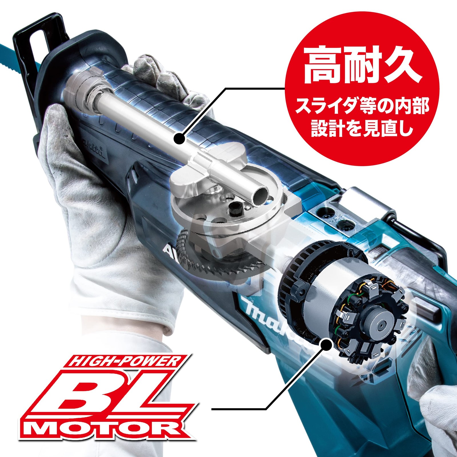 Makita JR002GRDX with 2 x 40Vmax2.5Ah batteries, charger and case