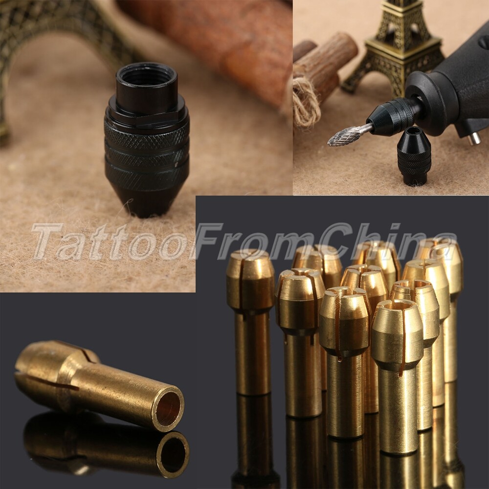 0.5mm-3.2mm Brass Collet Chuck 4.8mm Shank & M8 Keyless Chuck Rotary Tool Kit