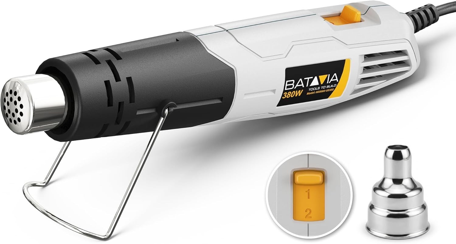 BATAVIA Mini Heat Gun 380W Dual Temp 1022°F Hot Air Tool for DIY Crafts Vinyl
