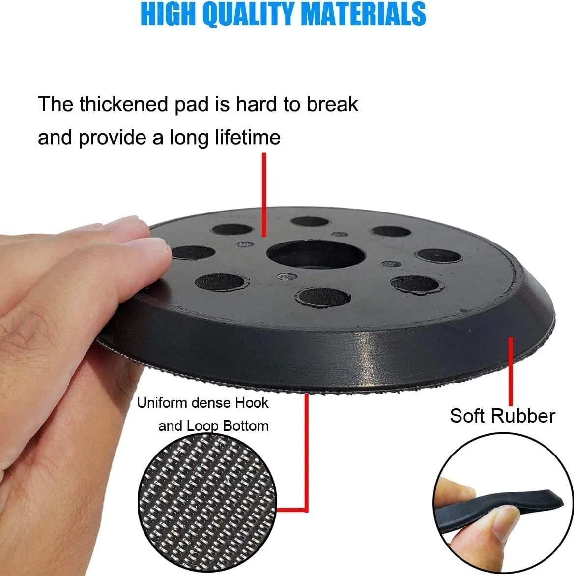 2 Pack 5&Prime; Hook and Loop Replacement Sander Pad for Ryobi RS290, RS241, RS240, RS