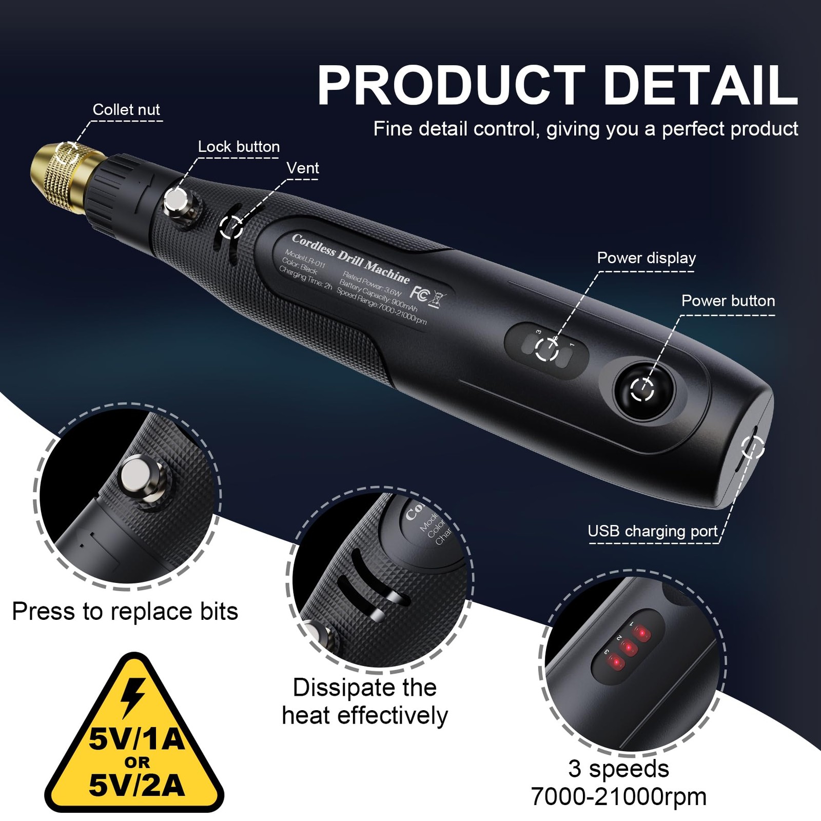LET&rsquo;S RESIN Cordless Drill, 10Pcs Electric Resin Jewelry Drill, 3-Speed Recha…