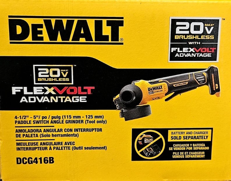 NEW DeWalt 20v Max FlexVolt 4-1/2&Prime; – 5&Prime; Paddle Switch Angle Grinder DCG416B