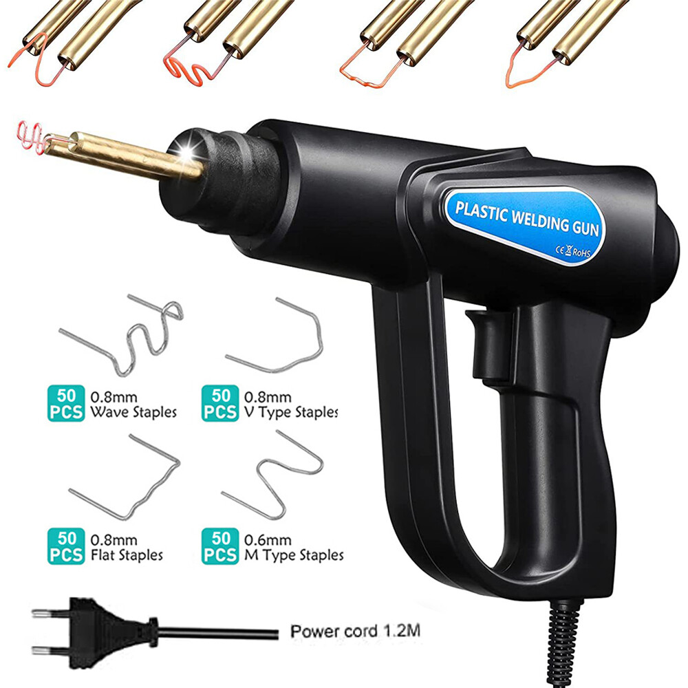 100W Plastic Welder Bumper Repair Kit Welding Gun Soldering Tool 200Pcs Staples