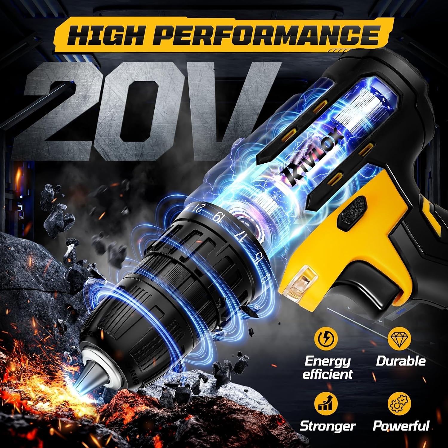 20V Cordless Drill Set,Electric Power Drill Cordless,Power Drill Drivers,Elec…