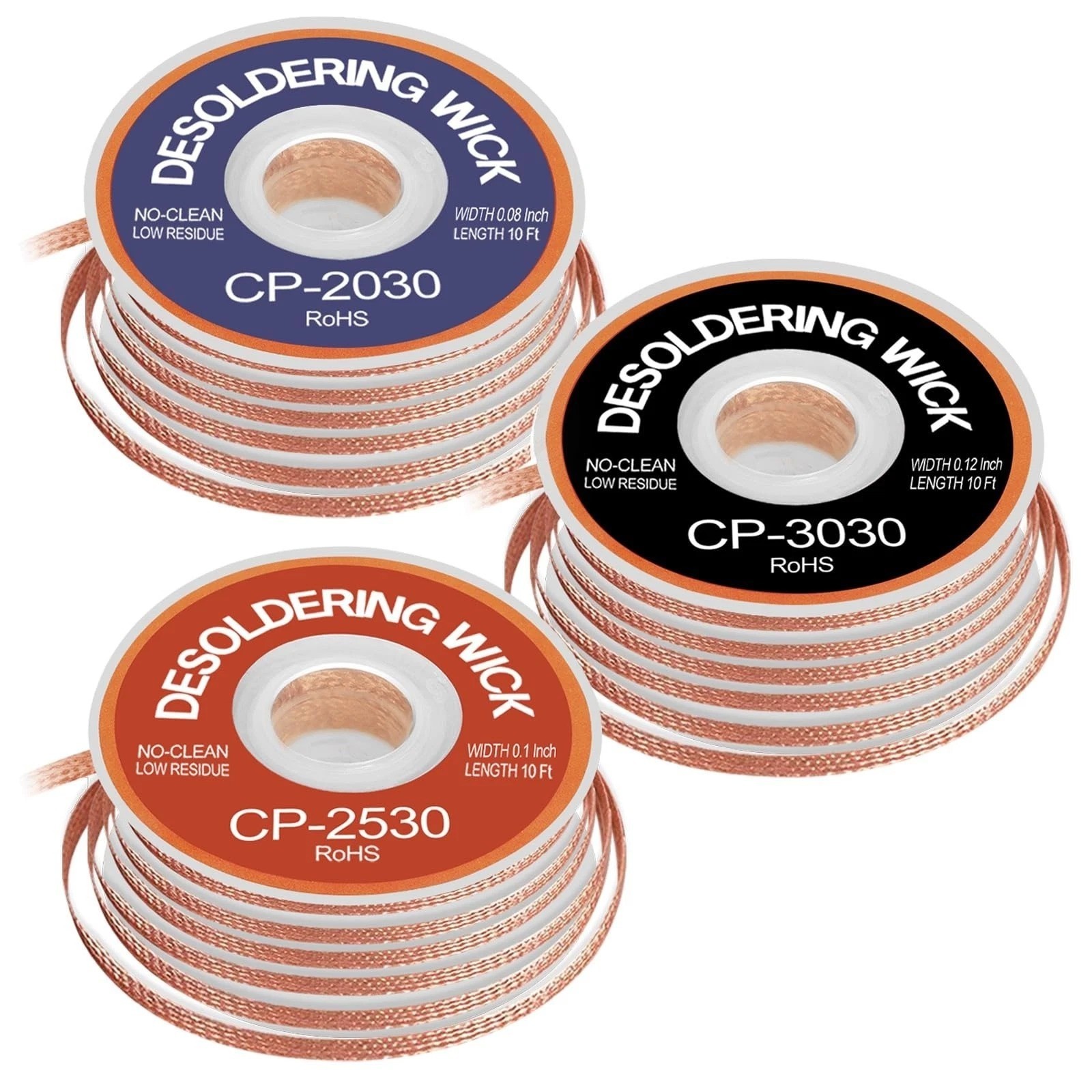 JoTownCand 3PCS Premium Desoldering Wick – 3 Sizes Solder Wick Braid 0.08&Prime; 0….