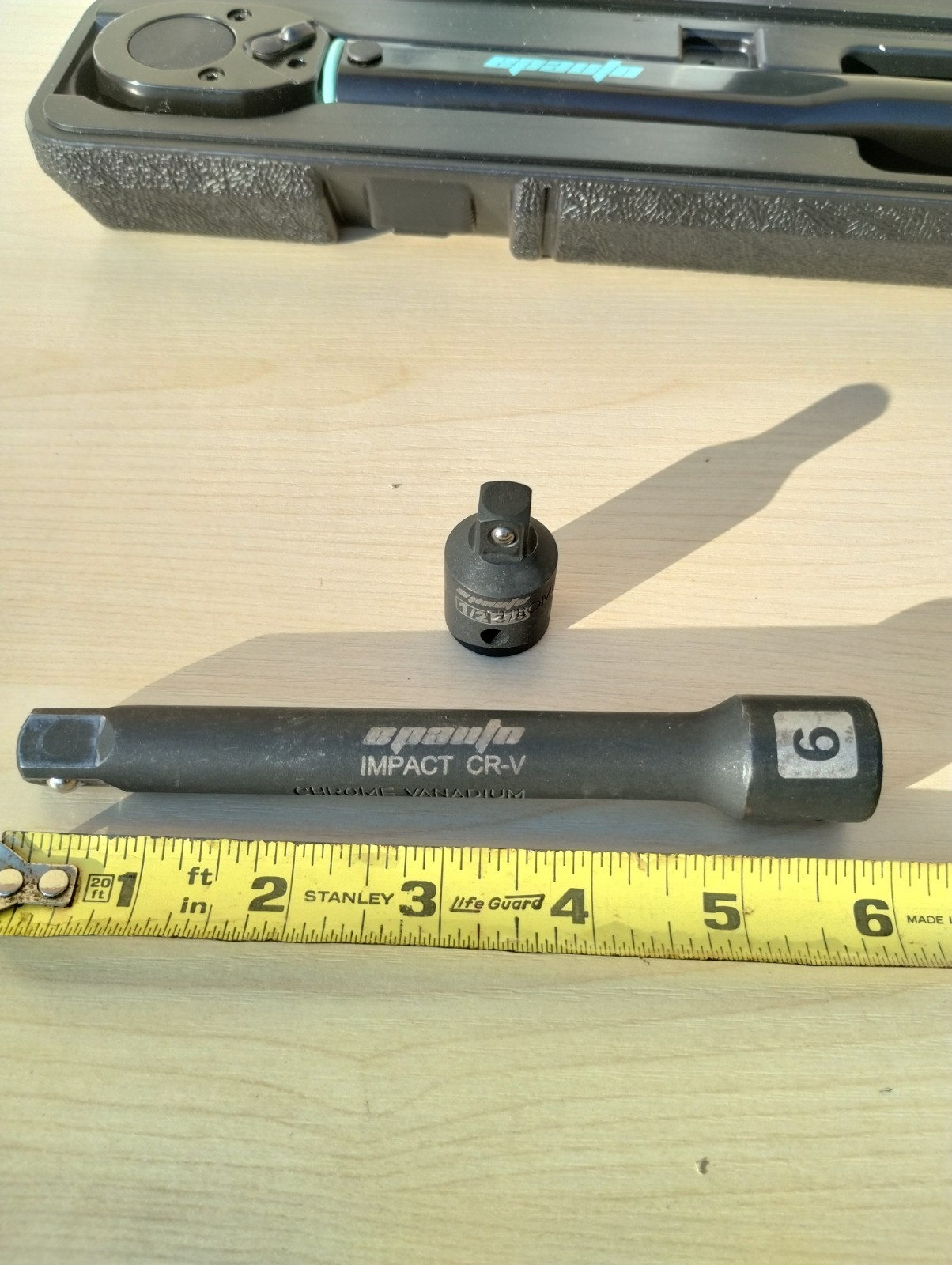 New EPAuto 1/2&Prime; Click Torque Wrench 10-150 ft-lb, 3/8&Prime; Adapter & Used Extension