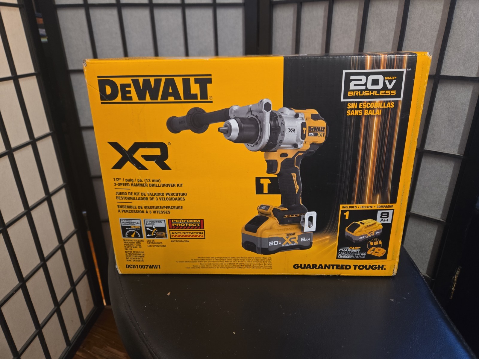 DeWALT DCD1007WW1 20V BRUSHLESS XR 1/2&Prime; 3-Speed Hammer Drill/Driver Kit 8AH NEW