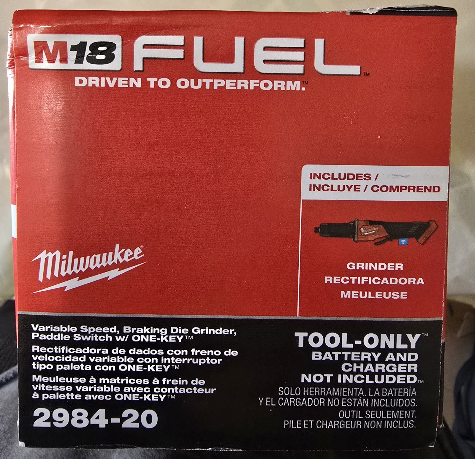 Milwaukee 2984-20 M18 FUEL Vari Speed Braking Die Grind Paddle Switch w/ONE-KEY