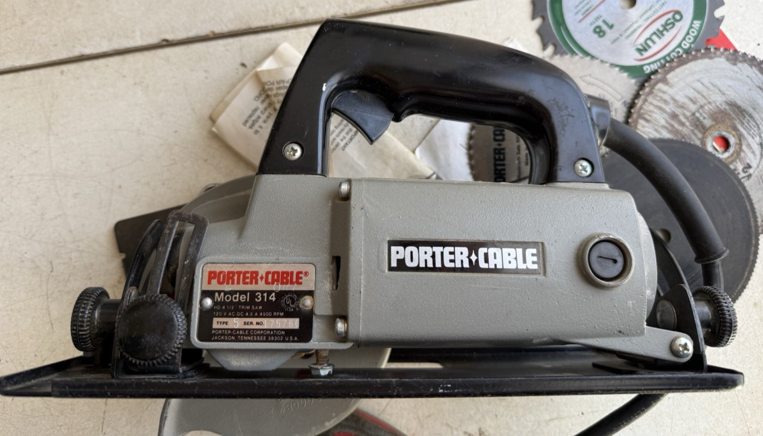 Porter Cable Model. 314 Heavy Duty 4-1/2&Prime; Trim Saw Type 5