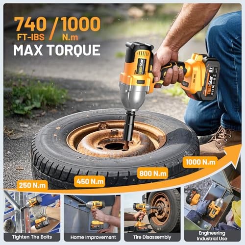 TaskStar Impact Wrench 740FT LB 1/2 Brushless 2×4.0Ah