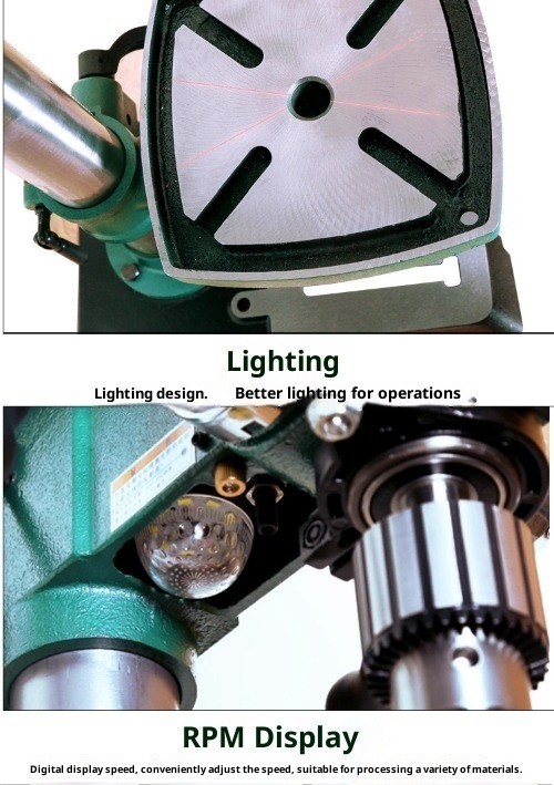 12-inch Stepless Speed Control Bench Drill with Digital Display for Woodworking