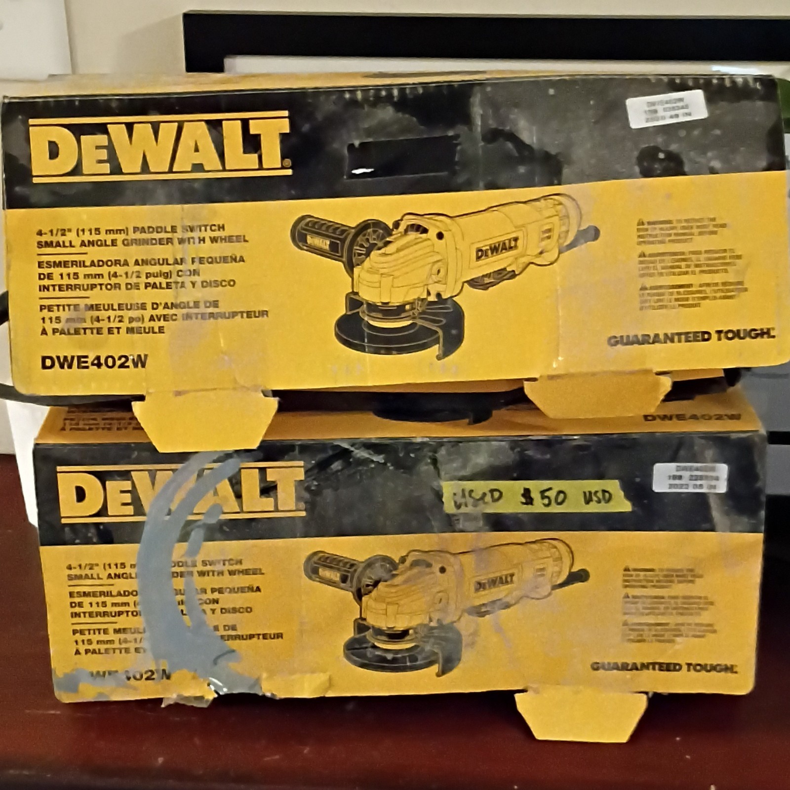 DEWALT DWE402W 4-1/2 in Corded Small Angle Grinder Paddle Switch Yellow/Black