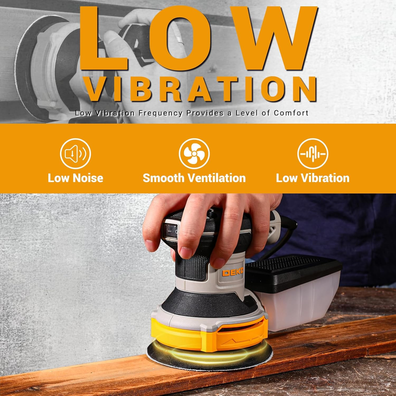 Orbital Sander Corded Hand Sander: 5&Prime; Random Orbital Sander with Dust Box, 6 Va