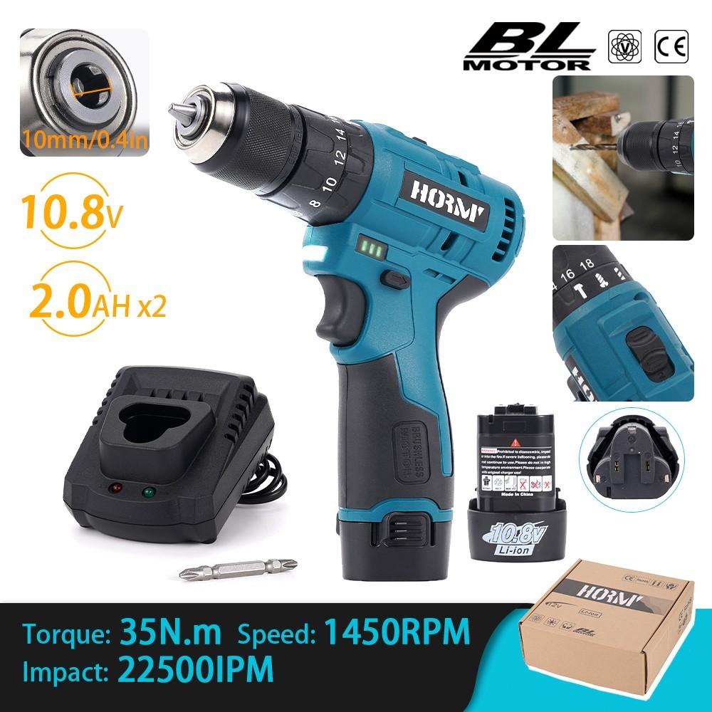 Cordless Hammer Drill with 2 Battery and Fast Charger Brushless Impact Driver US