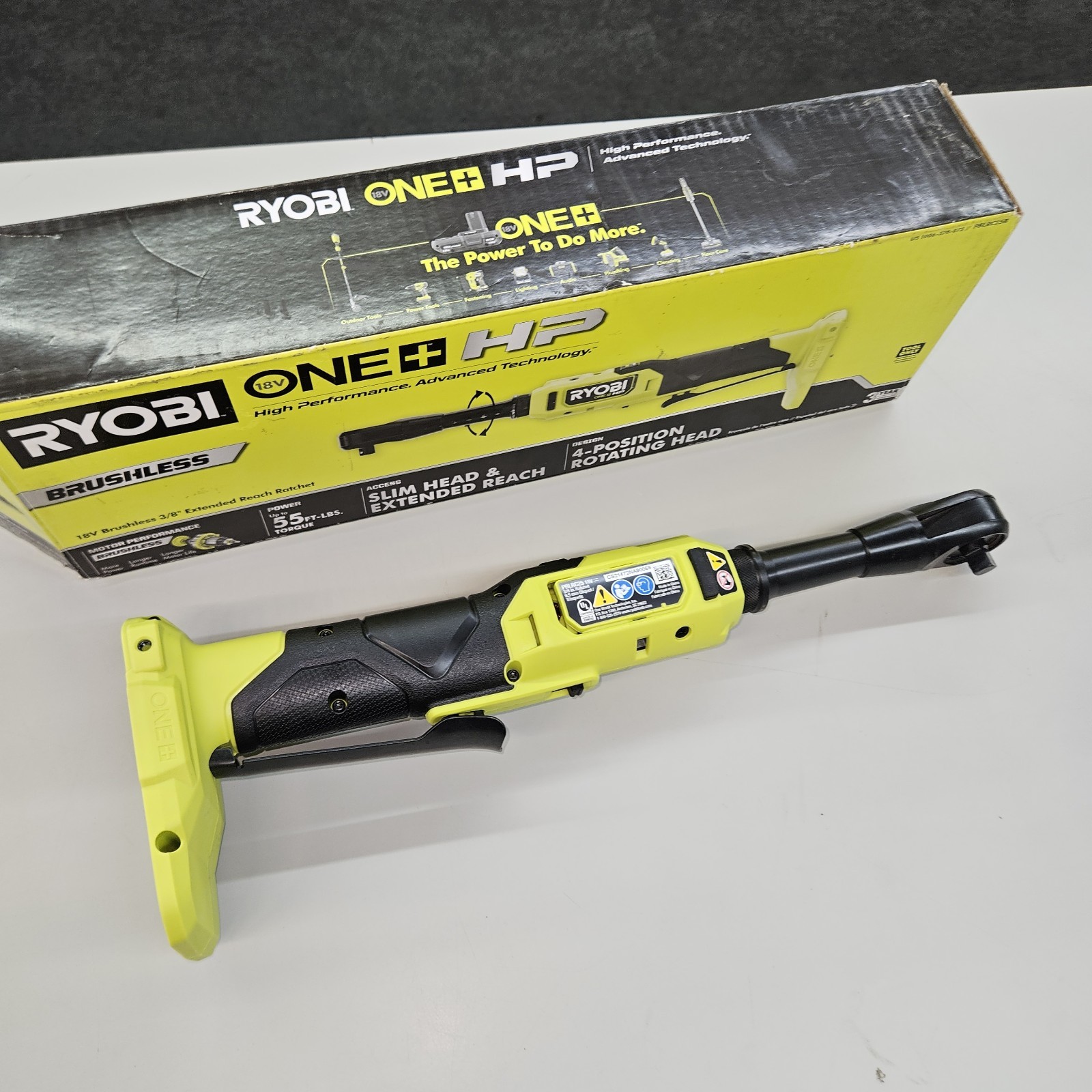 RYOBI ONE+ HP 18V Brushless Cordless 3/8 in. Extended Reach Ratchet 5001 hg