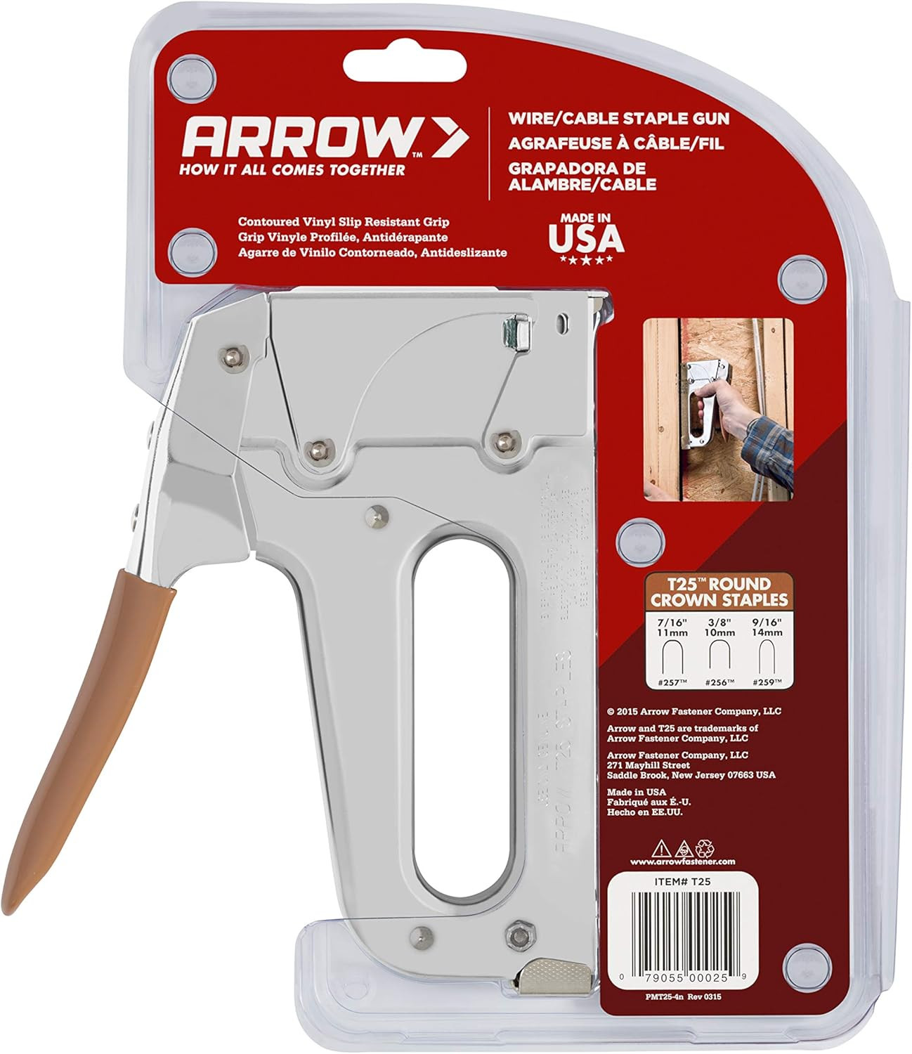 Arrow T25 Heavy Duty Staple Gun for Low Voltage Cables and Wires up to 1/4-Inch
