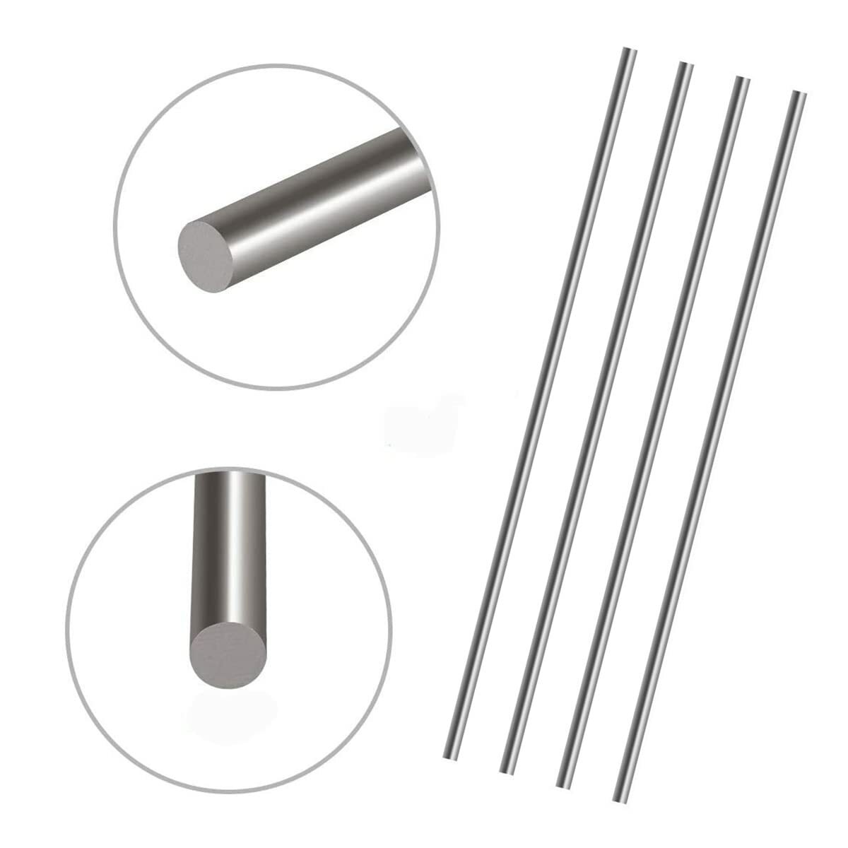 304 Stainless Steel Round Rod Solid Shaft Rods Lathe Bar Stock Silver 5 Pieces