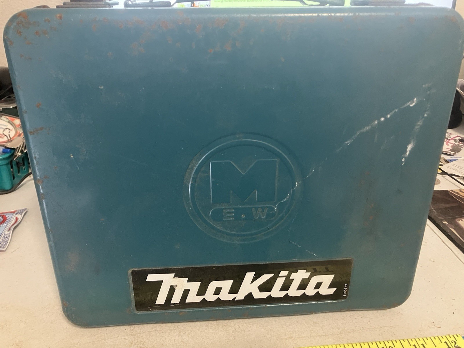 Vintage Makita Metal Case 12x10x3” Steel Case Only Blue Drill Tool Box