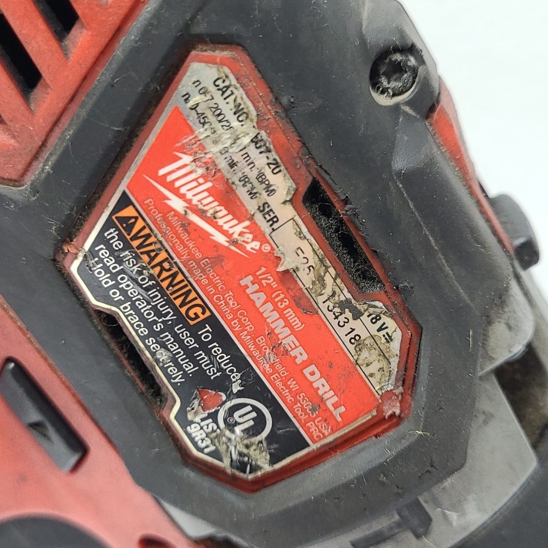 Milwaukee M18 2607-20 1/2&Prime; 18V Hammer Drill – Tool Only! Tested, Working
