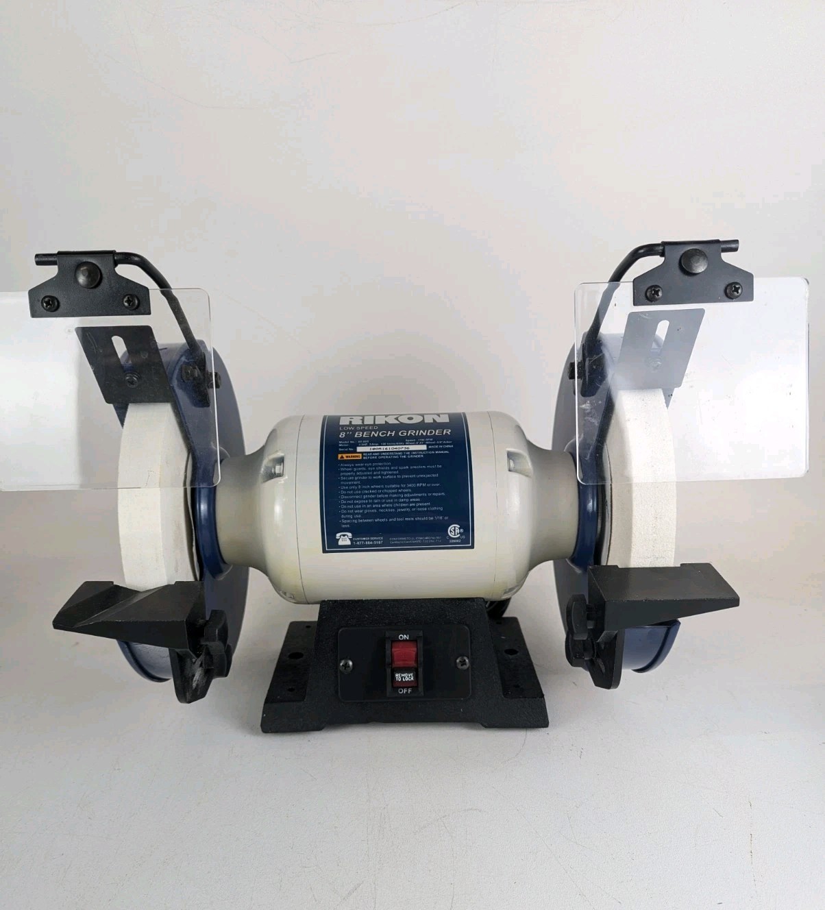 RIKON 80-805 8 in Low Speed Bench Grinder, Corded Electric 120V