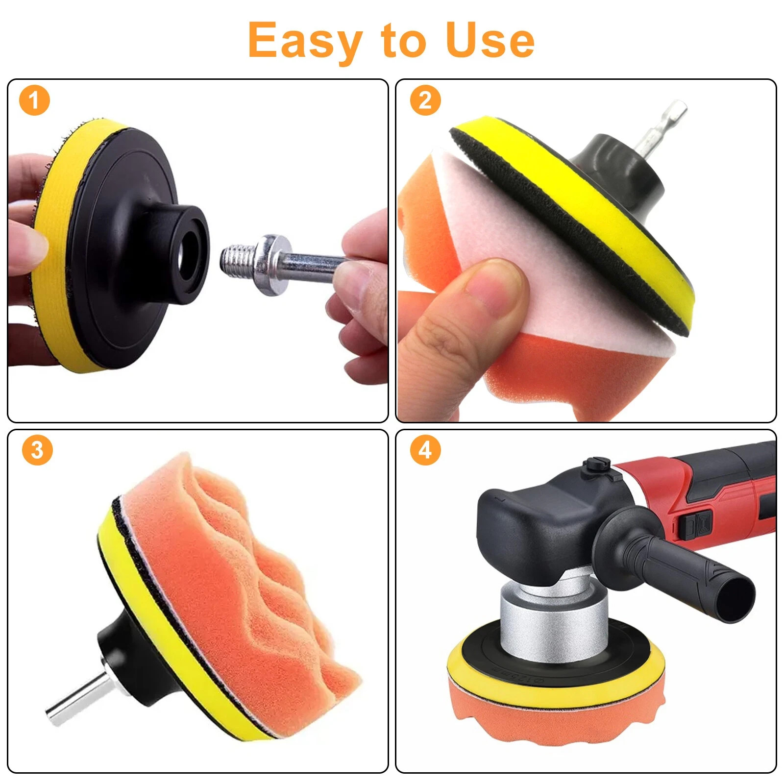 9pcs 5 Inch Car Buffing Pads Polishing for Drill Sponge Kit Waxing Foam Polisher