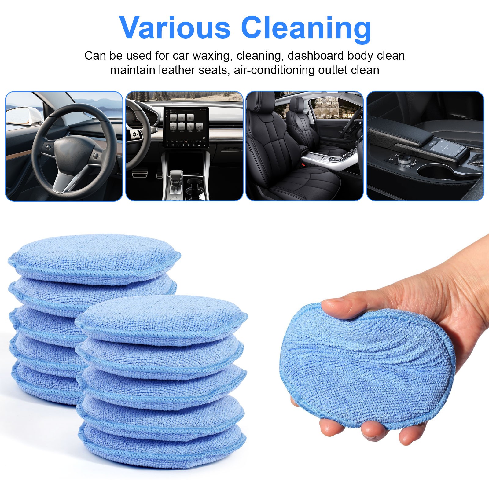 20× 5&Prime; Microfiber Wax Applicator Pads Car Detailing Foam Sponge Polish Pad Blue